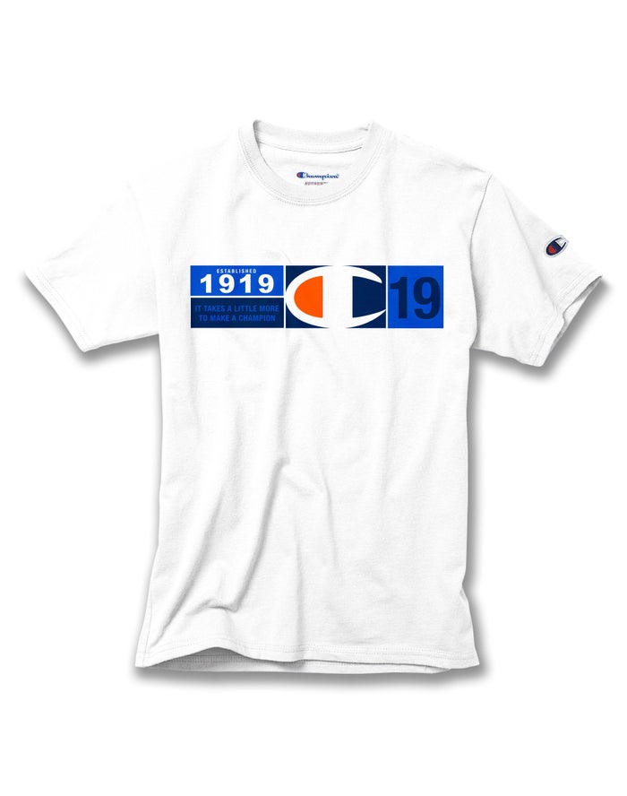 Champion Drenge T-Shirts Hvide - Cotton Knockout C Logo - Danmark CXV-083649